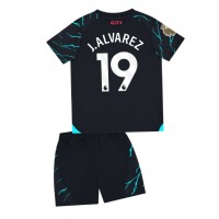 Billiga Manchester City Julian Alvarez #19 Barnkläder Tredje fotbollskläder till baby 2023-24 Kortärmad (+ Korta byxor)